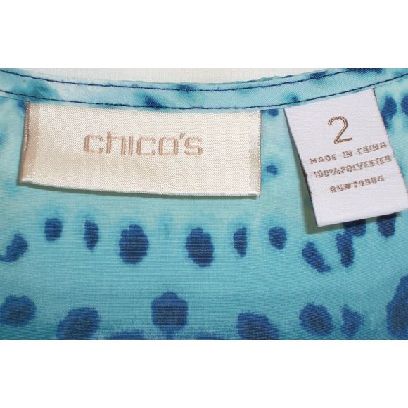 Chico's Tank Top sz 2 M Silky Blue Tie Dye Ombre Stripe - Picture 3 of 6